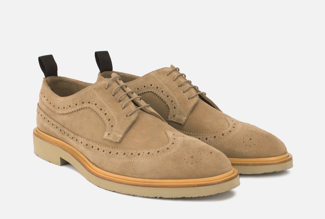 Gordon Rush Arlo Wingtip Shoe Sand Suede Side View Pair
