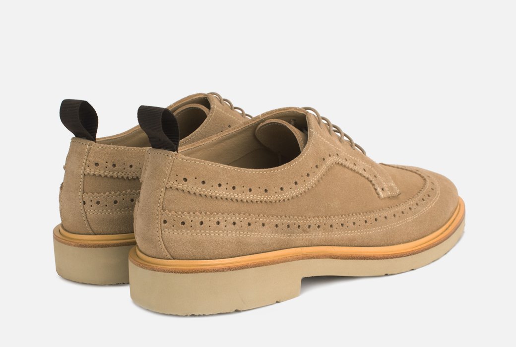Gordon Rush Arlo Wingtip Shoe Sand Suede Rear View Pair
