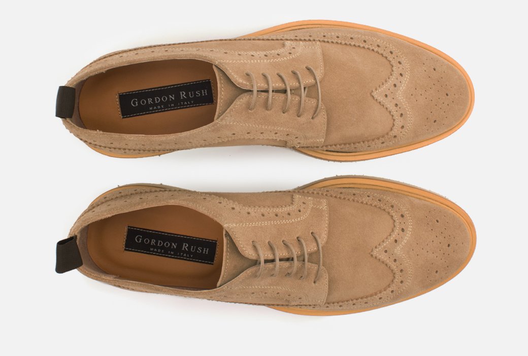 Gordon Rush Arlo Wingtip Shoe Sand Suede Top View
