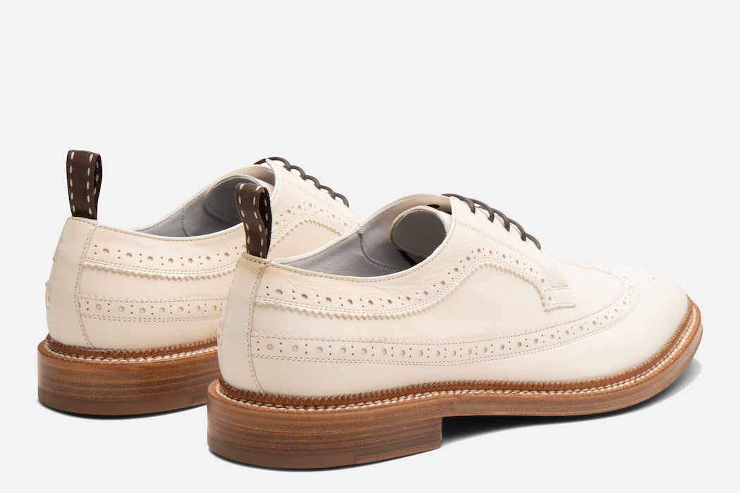 Gordon Rush Bryce Wingtip Shoe in White Rear View Pair