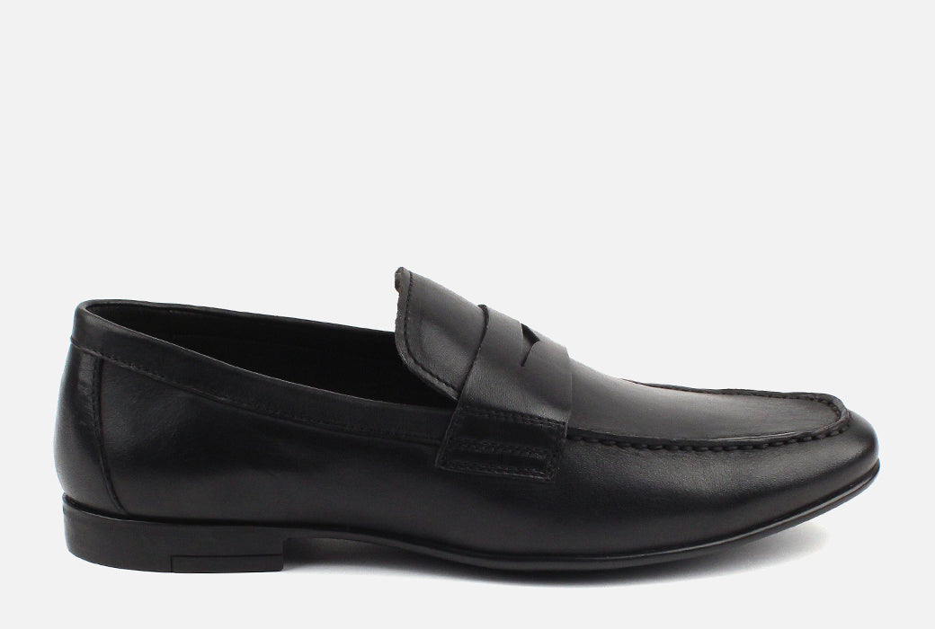 Gordon Rush Connery Penny Loafer Shoe Black Side View