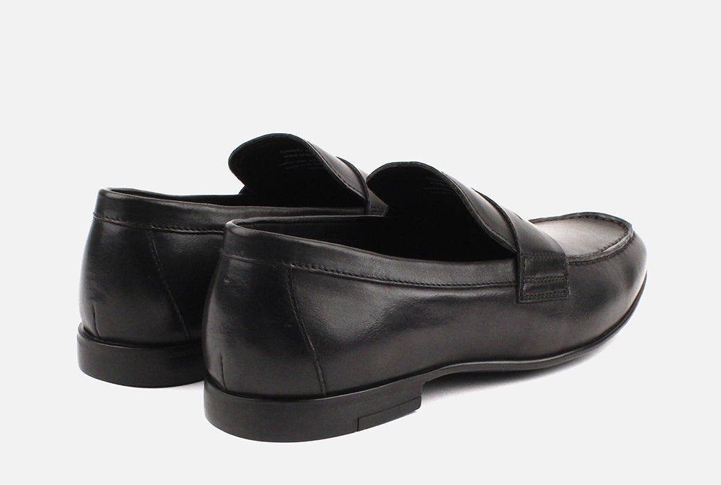 Gordon Rush Connery Penny Loafer Shoe Black Rear View Pair