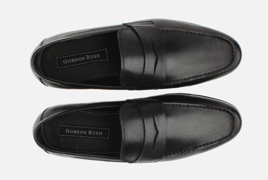 Gordon Rush Connery Penny Loafer Shoe Black Top View