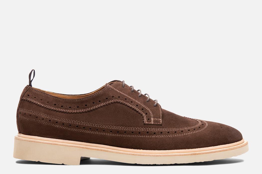 Gordon Rush Arlo Wingtip Shoe Dark Brown Suede Side View