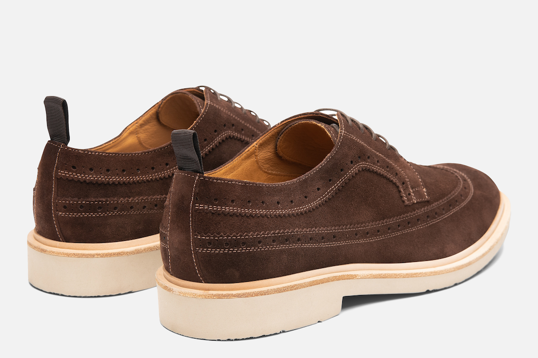 Gordon Rush Arlo Wingtip Shoe Dark Brown Suede Rear View Pair