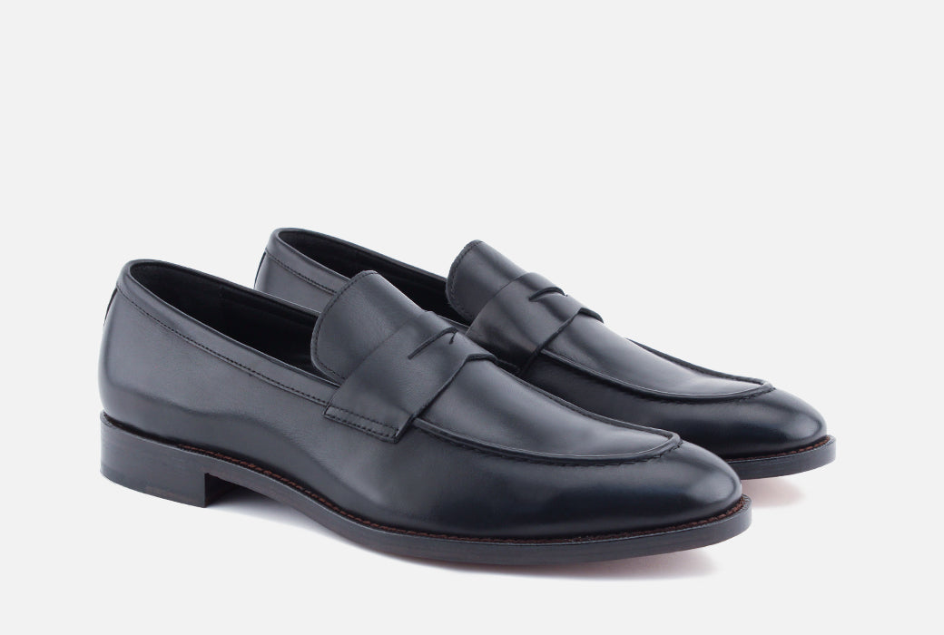 Gordon Rush Henderson Penny Loafer Shoe Black Side View Pair