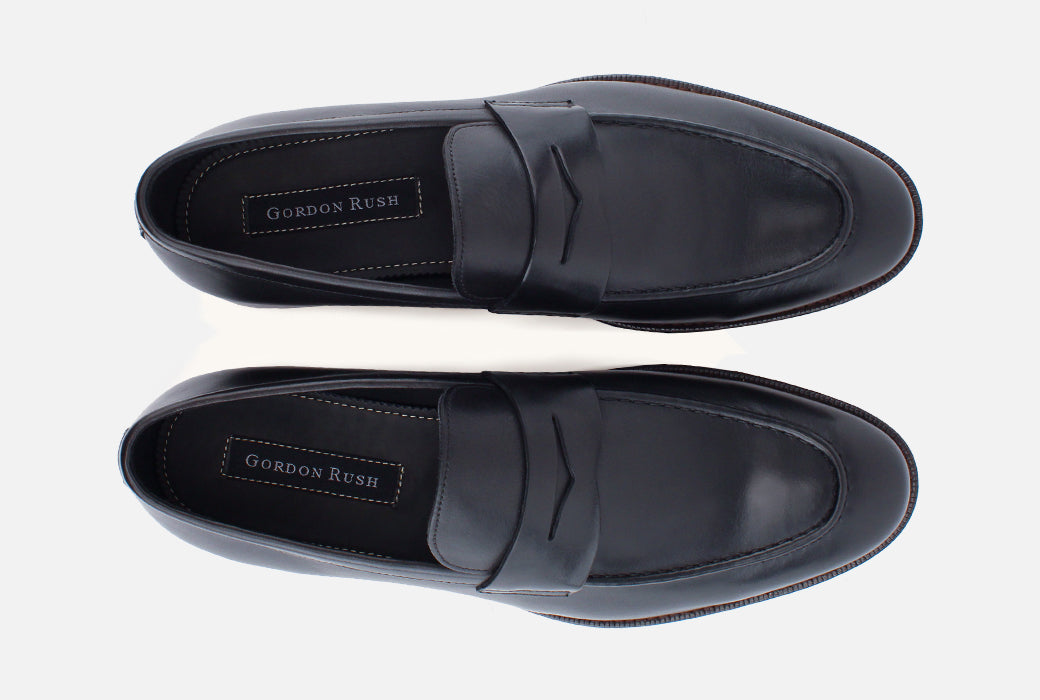 Gordon Rush Henderson Penny Loafer Shoe Black Top View