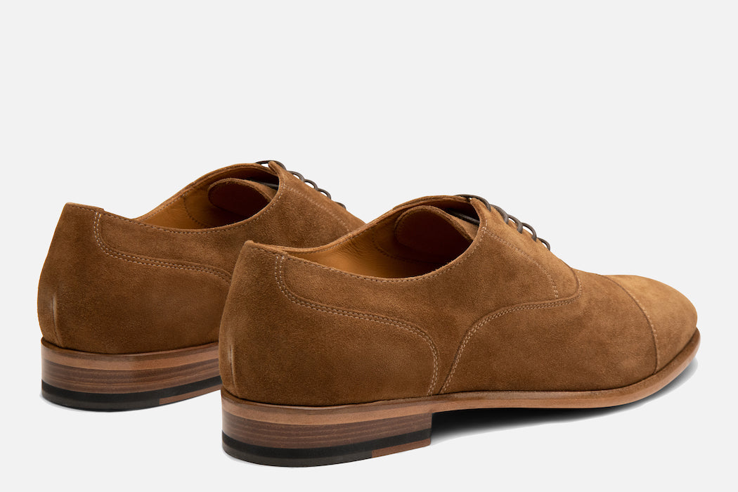 Gordon Rush Jeffrey Cap-Toe Oxford in Camel Suede Rear View Pair