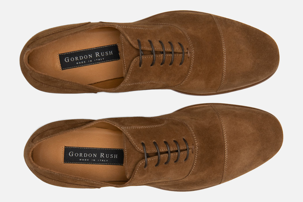Gordon Rush Jeffrey Cap-Toe Oxford in Camel Suede Top View