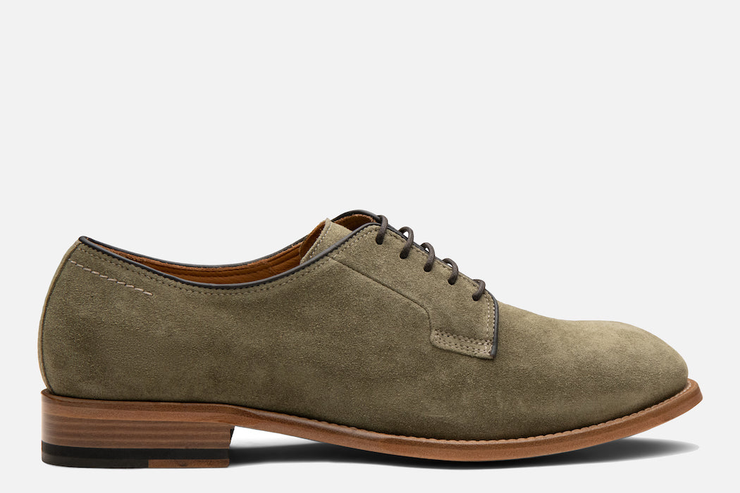 Gordon Rush Marcus Derby Shoe in Olive Suede Side View