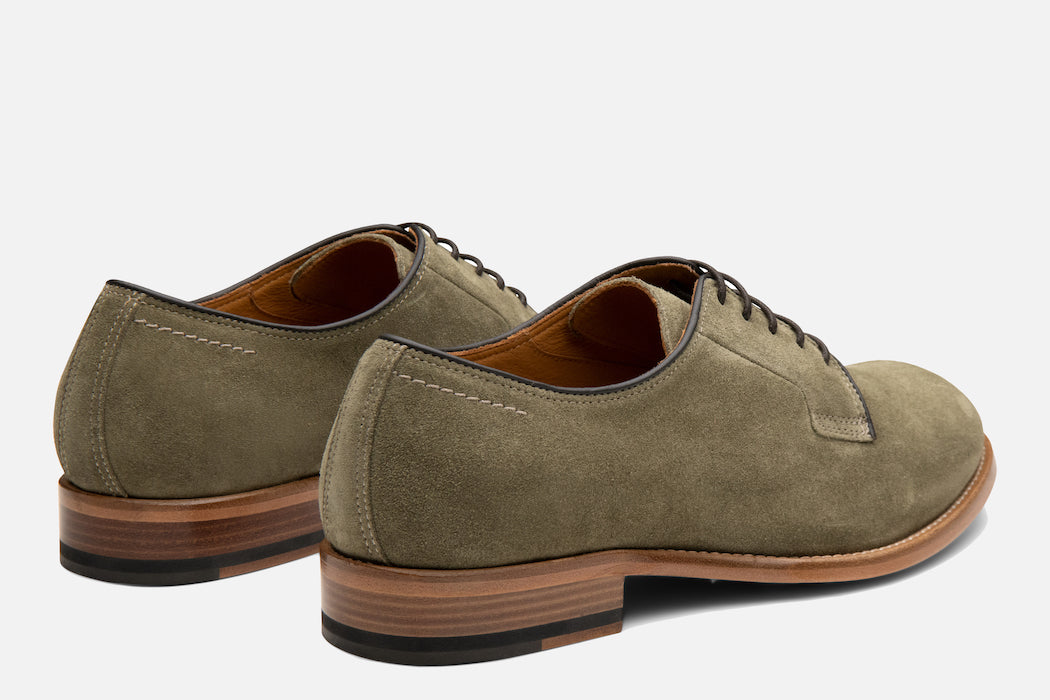 Gordon Rush Marcus Derby Shoe in Olive Suede Rear View Pair