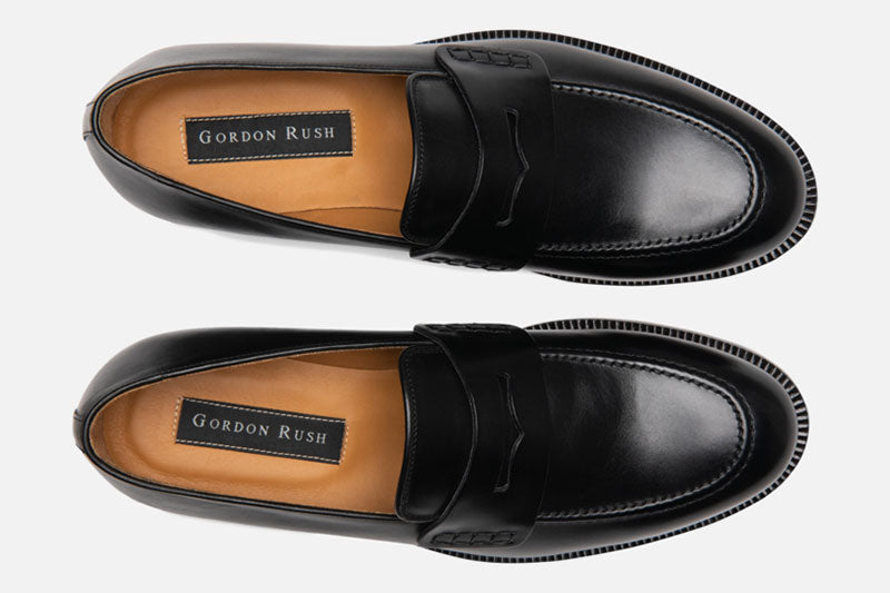 Gordon Rush Nicholas Penny Loafer Shoe Black Top View