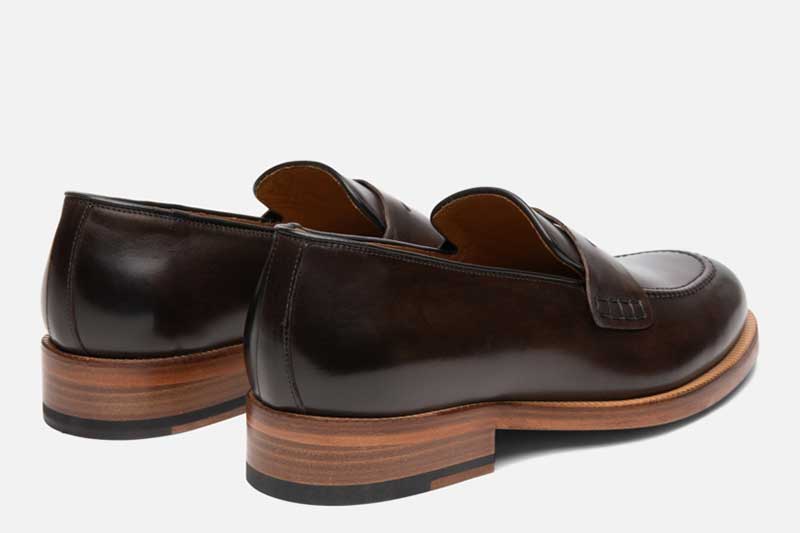 Gordon Rush Nicholas Penny Loafer Shoe Dark Brown Rear View Pair
