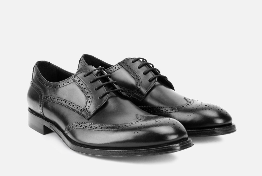 Gordon Rush Percy Wingtip Shoe Black Side View Pair