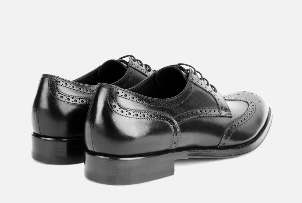 Gordon Rush Percy Wingtip Shoe Black Rear View Pair