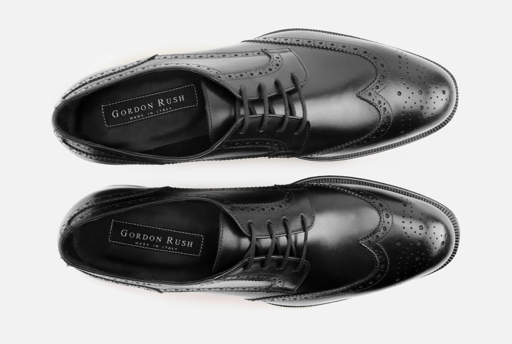 Gordon Rush Percy Wingtip Shoe Black Top View
