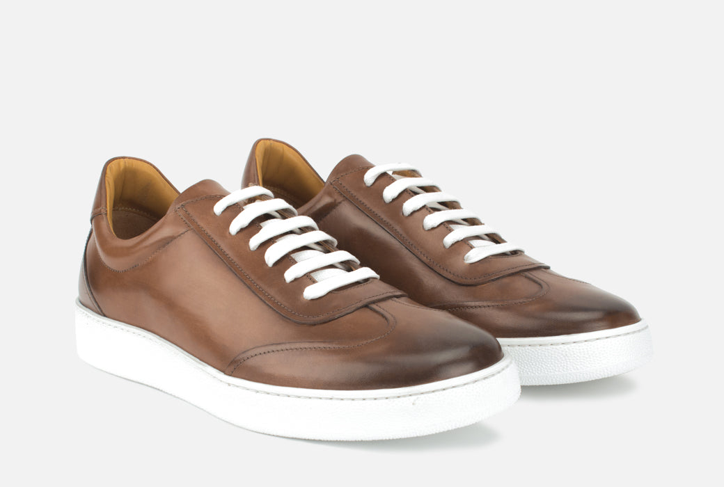 Gordon Rush Tristan Sneaker Shoe Cognac Leather Side View Pair