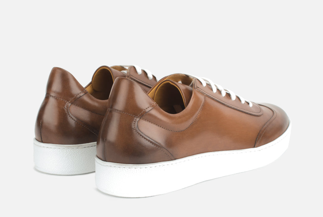 Gordon Rush Tristan Sneaker Shoe Cognac Leather Rear View Pair