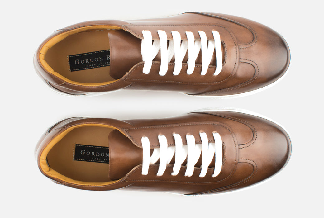Gordon Rush Tristan Sneaker Shoe Cognac Leather Top View