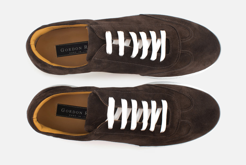 Gordon Rush Tristan Sneaker Shoe Dark Brown Suede Top View