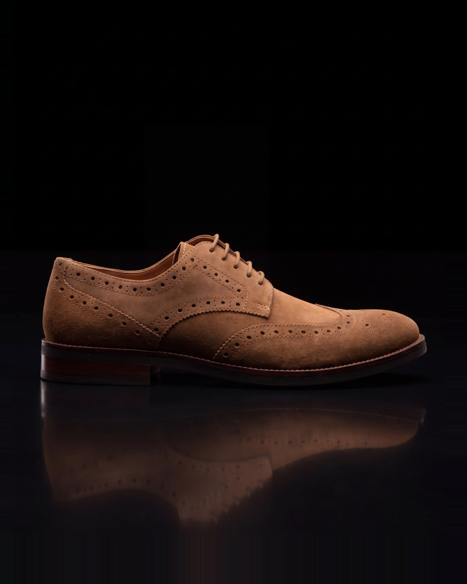 Concord, lace-up in tan suede, side view