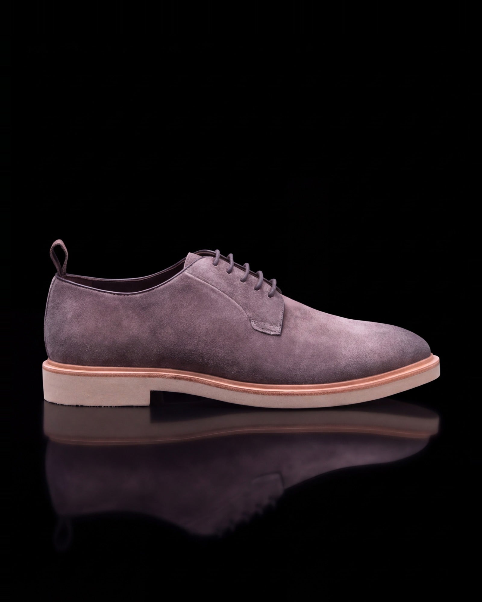 Cooper, shoes in gray suede, side view