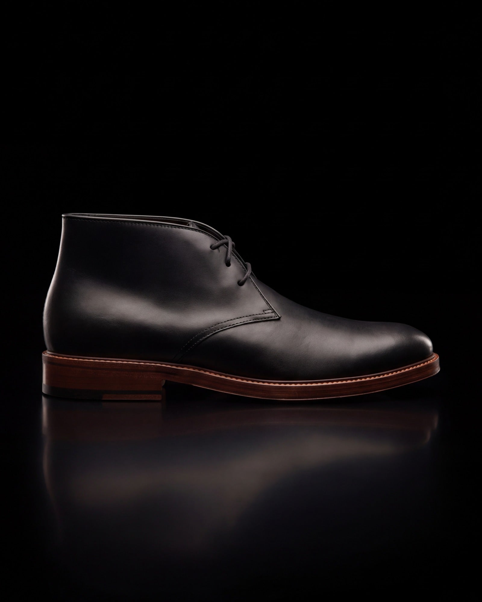 Austin, chukka boot in black, side view