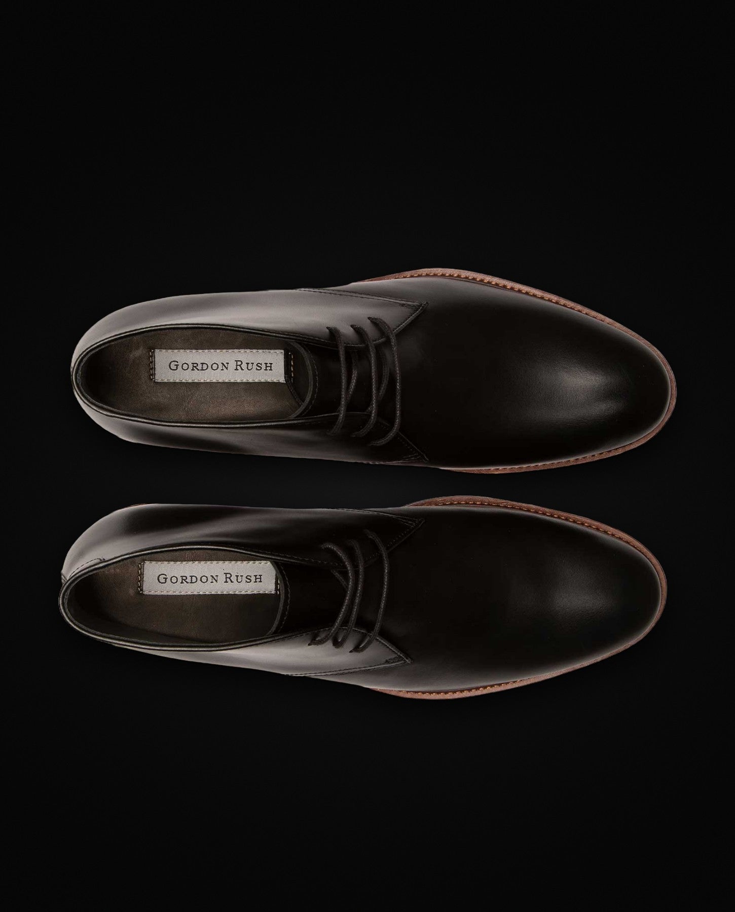 Austin chukka in black, from above