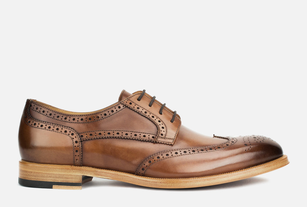 Percy Men's Leather Wingtip Dress Shoe in Cognac – Gordon Rush