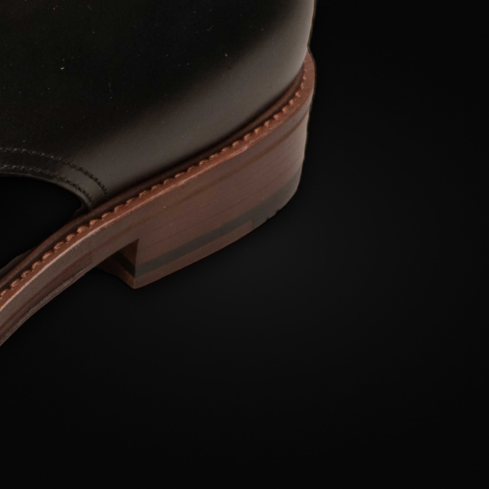 The Austin in black: heel and sole edge, close-up