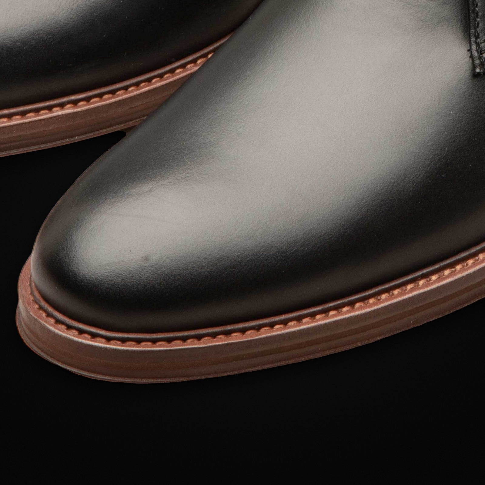 The Austin in black: plain toe, close-up
